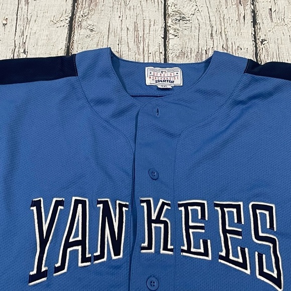Vintage 90s New York Yankees Blue MLB Baseball Starter Sports Stitched Jersey - Picture 4 of 5